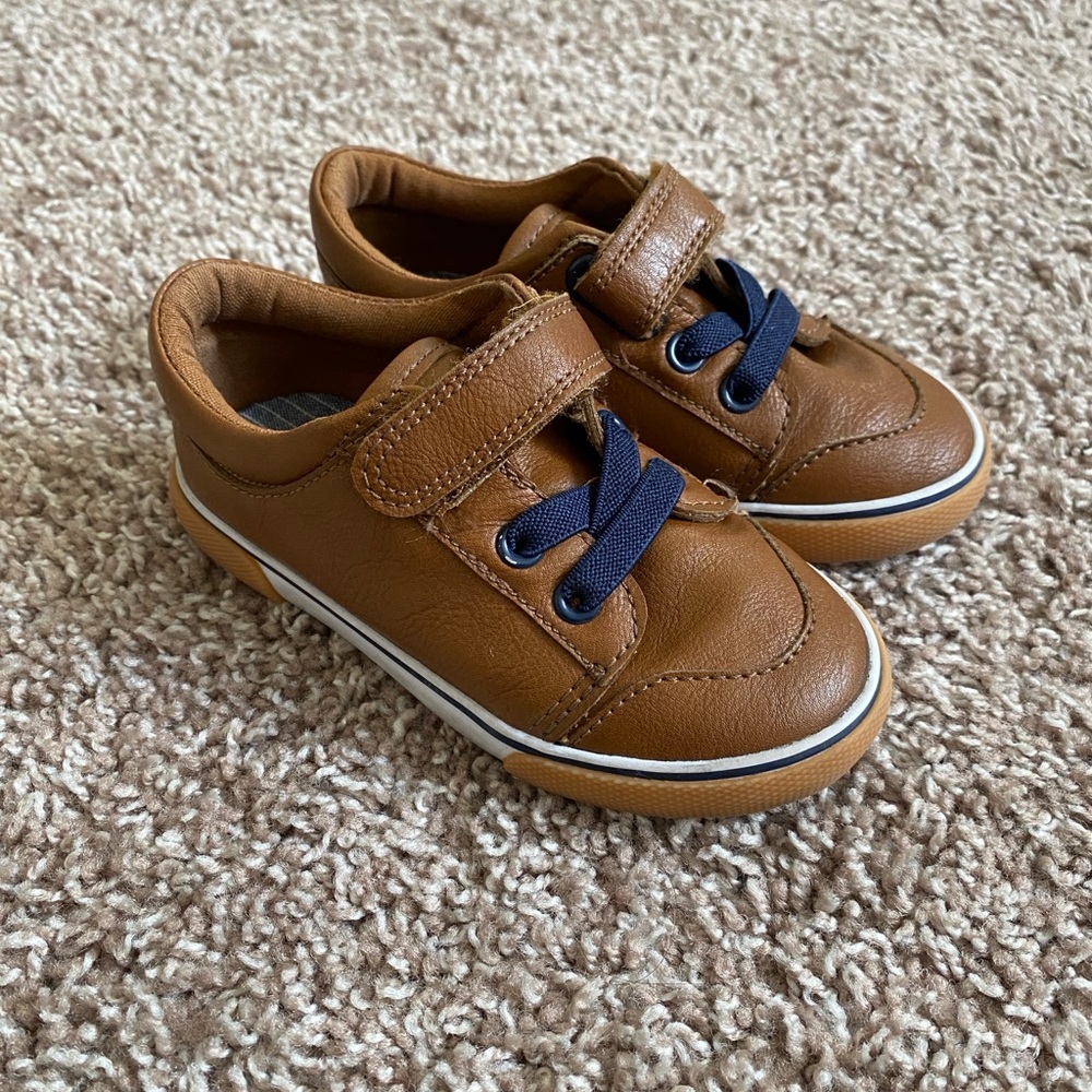 Brown Kids Shoes with Navy Laces